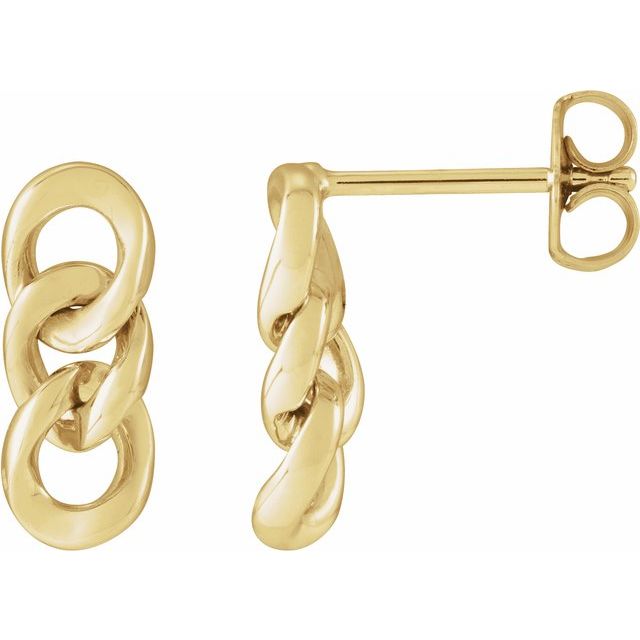 14K Curb Chain Link Earrings