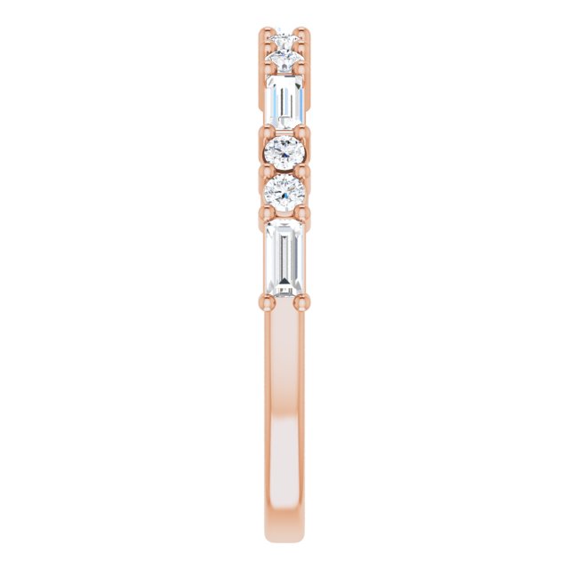 14K Rose 3/8 CTW Natural Diamond Matching Band