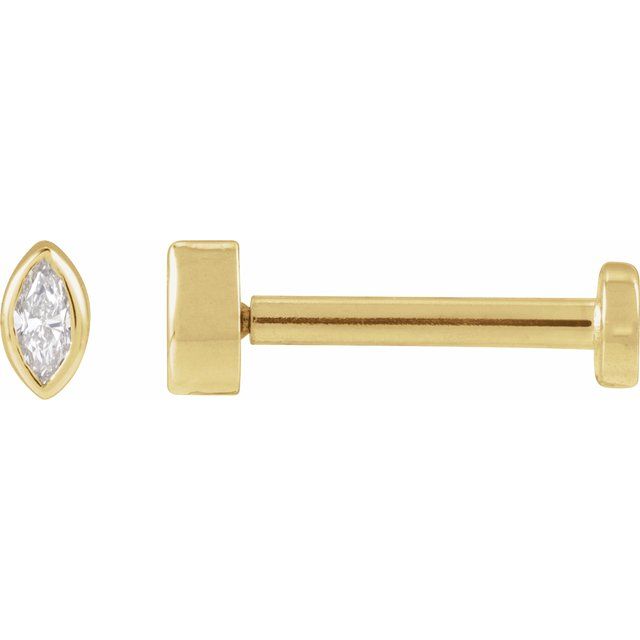 14K .02 CT Natural Diamond Press Fit Back Stud Earring