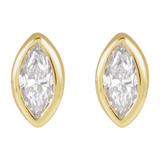 14K .02 CT Natural Diamond Press Fit Back Stud Earring