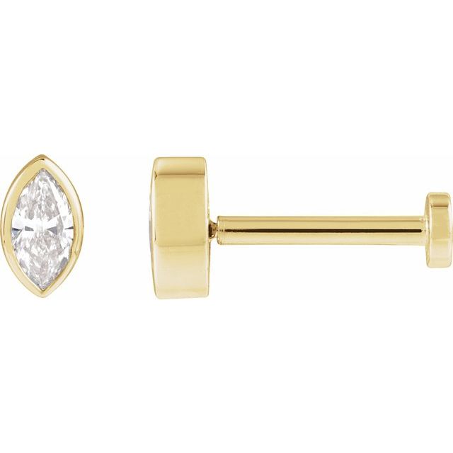 14K .07 CT Natural Diamond Press Fit Back Stud Earring