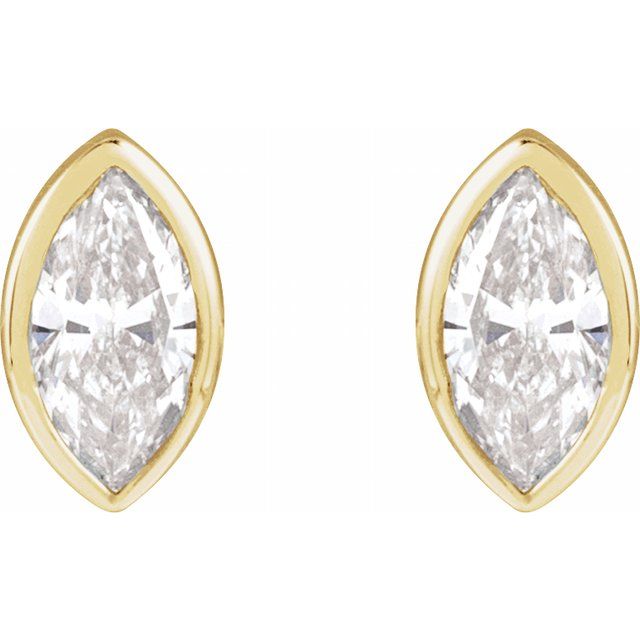 14K .07 CT Natural Diamond Press Fit Back Stud Earring