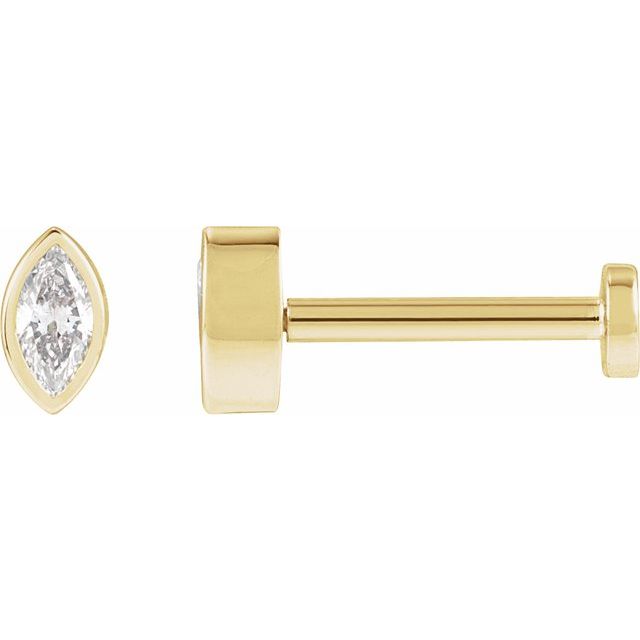 14K .05 CT Natural Diamond Press Fit Back Stud Earring