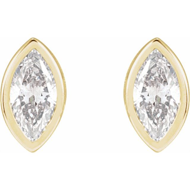 14K .05 CT Natural Diamond Press Fit Back Stud Earring