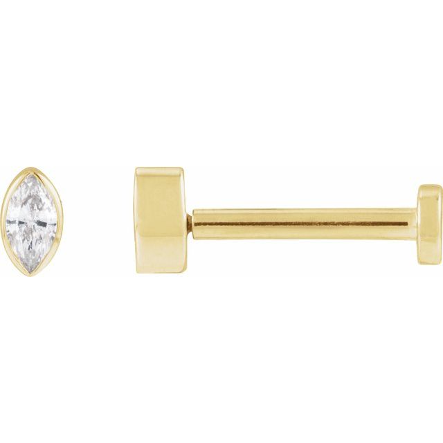 14K .03 CT Natural Diamond Press Fit Back Stud Earring