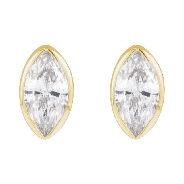 14K .03 CT Natural Diamond Press Fit Back Stud Earring