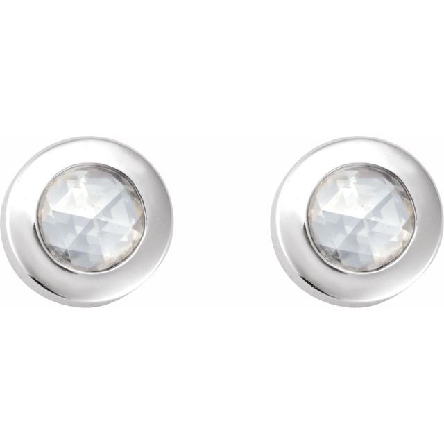 14K 1/10 CT -Cut Natural Diamond Press Fit Back Stud Earring