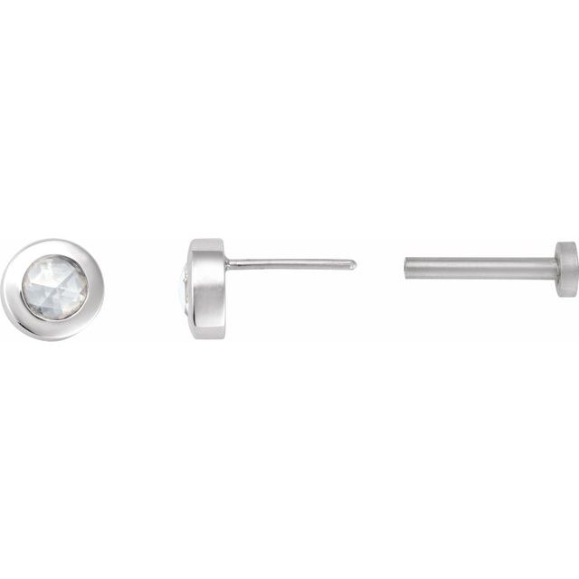 14K 1/10 CT -Cut Natural Diamond Press Fit Back Stud Earring