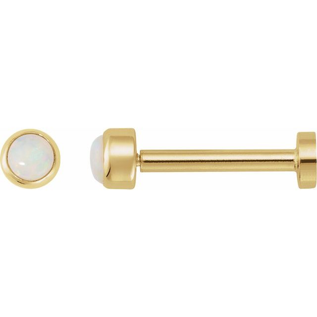 14K Cabochon Natural Opal Press Fit Back Stud Earring