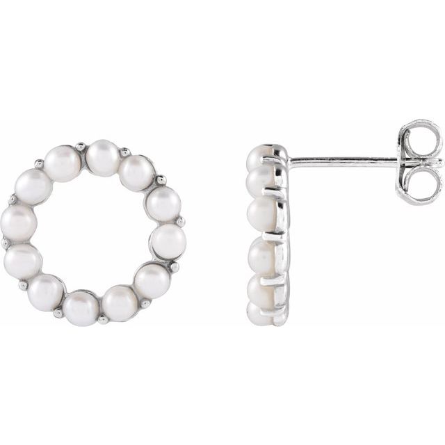 Rhodium-Plated Sterling Silver Cultured Freshwater Pearl Earrings