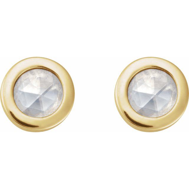 14K .06 CT -Cut Natural Diamond Press Fit Back Stud Earring
