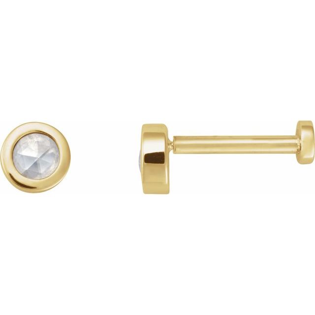 14K .06 CT -Cut Natural Diamond Press Fit Back Stud Earring