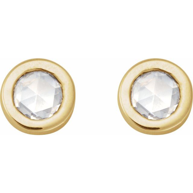 14K 1/8 CT -Cut Natural Diamond Press Fit Back Stud Earring
