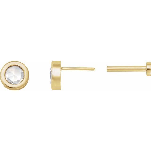 14K 1/8 CT -Cut Natural Diamond Press Fit Back Stud Earring