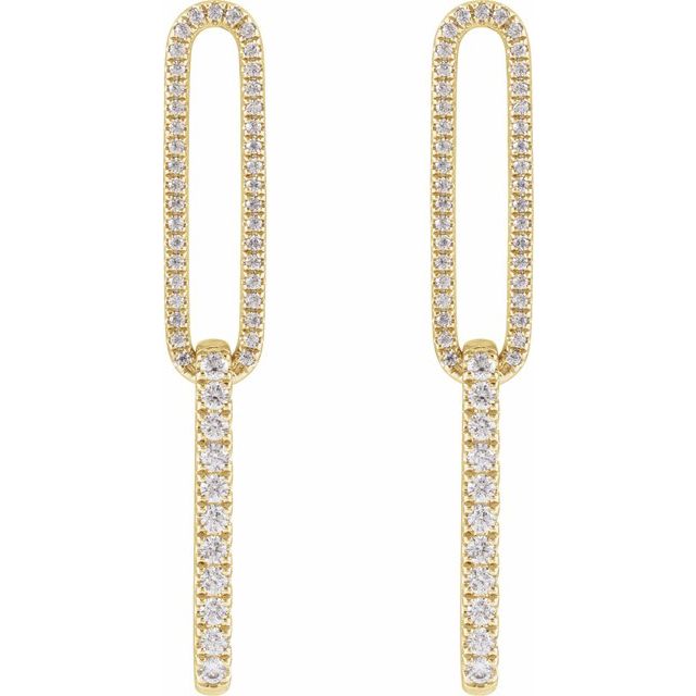 14K 1/2 CTW Lab-Grown Diamond Elongated Link Earrings
