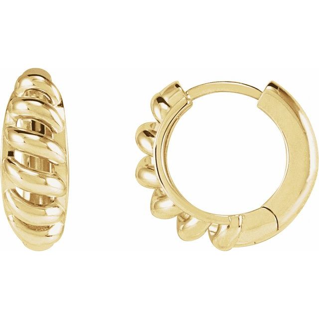 14K Right Rope Dome Hoop Earring