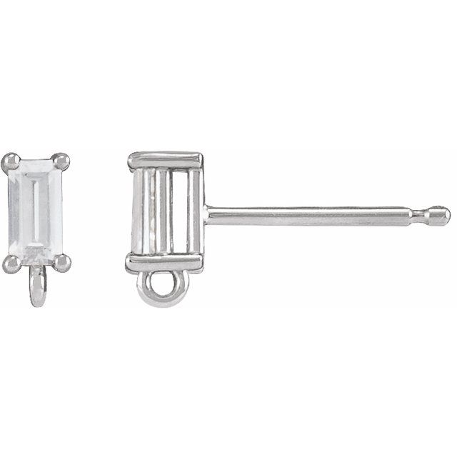 14K .06 CT Natural Diamond 4-Prong Earring Top