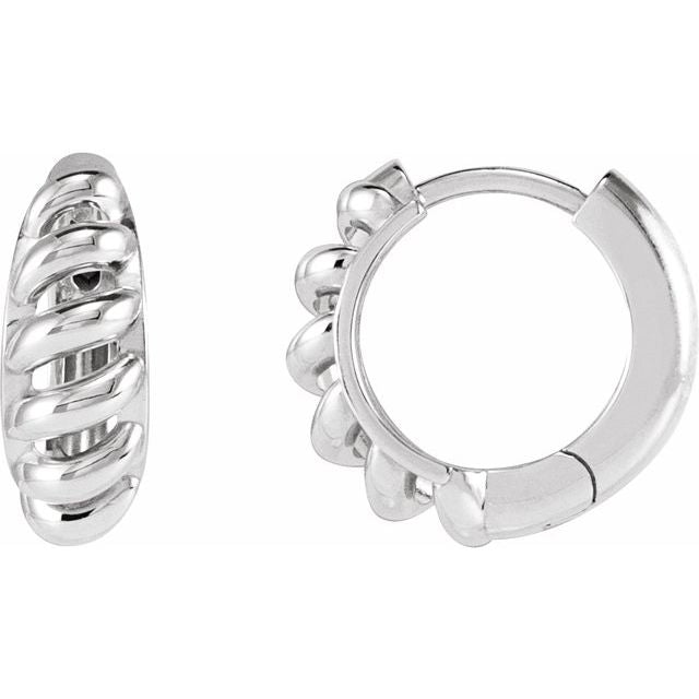 Sterling Silver Left Rope Dome Hoop Earring