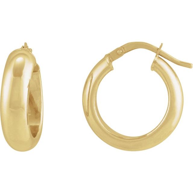 14K Half-Round Tube Hoop Earrings