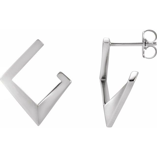 Sterling Silver Geometric Front-Back Hoop Earrings