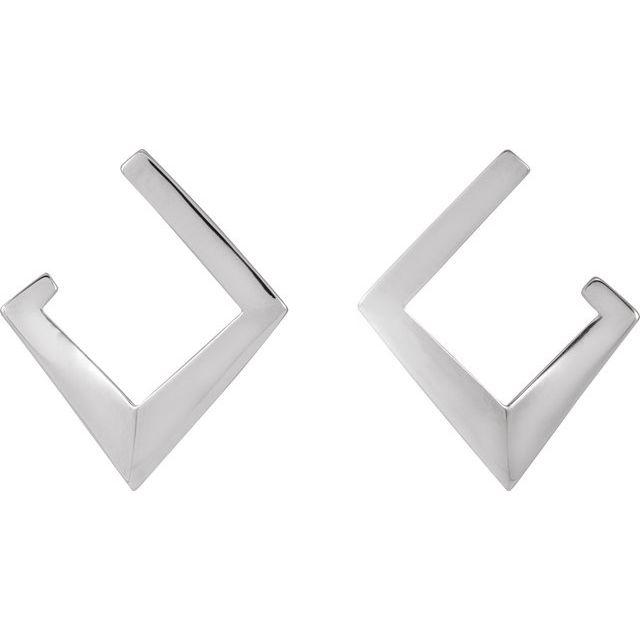 Sterling Silver Geometric Front-Back Hoop Earrings