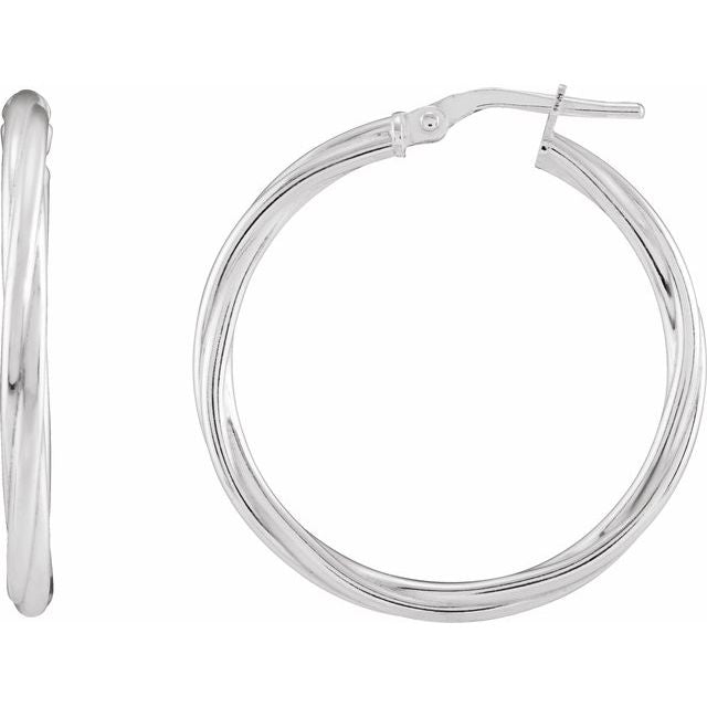 Sterling Silver Twisted Tube Hoop Earrings