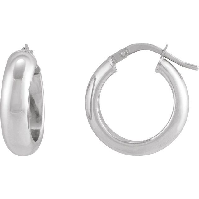 Sterling Silver Half-Round Tube Hoop Earrings