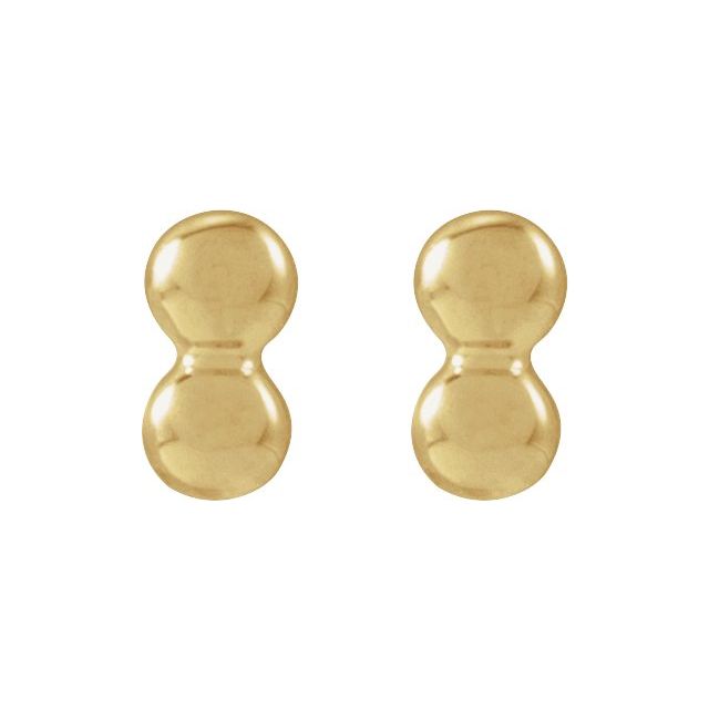 14K 2 Beads Stud Earrings