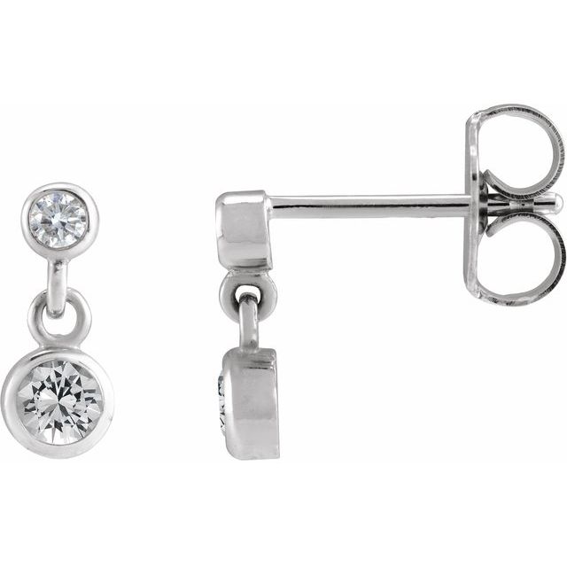 14K Natural Sapphire & .05 CTW Natural Diamond Two-Stone Earrings