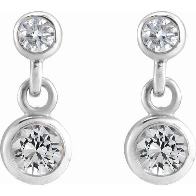 14K Natural Sapphire & .05 CTW Natural Diamond Two-Stone Earrings