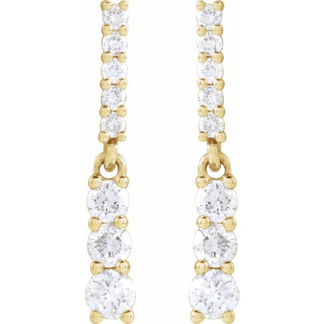 14K 1/4 CTW Natural Diamond Dangle Earrings