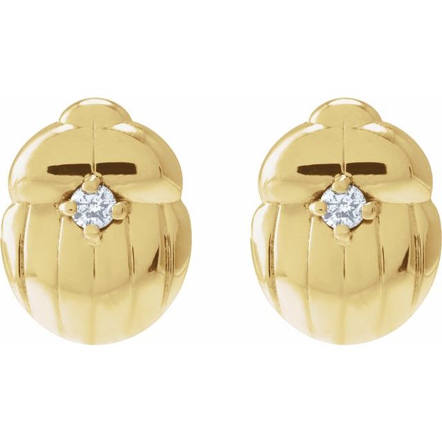 14K .02 CTW Natural Diamond Moth Insect Earring