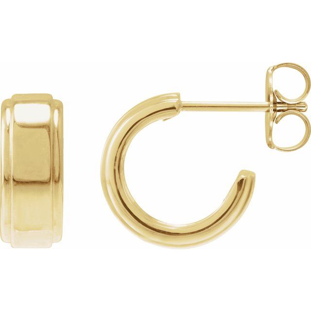 14K Stepped-Edge Hoop Earrings
