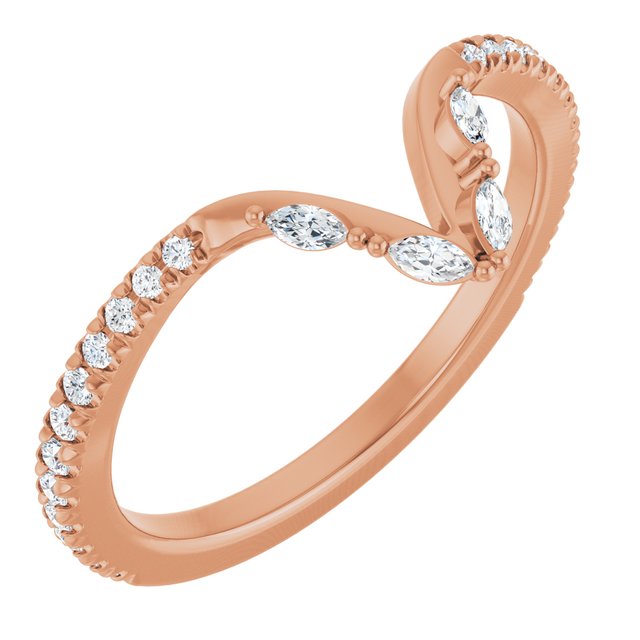 14K Rose 1/4 CTW Natural Diamond Matching Band
