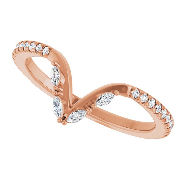 14K Rose 1/4 CTW Natural Diamond Matching Band