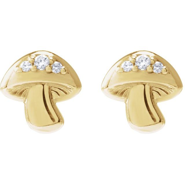 14K .05 CTW Natural Diamond Mushroom Earrings