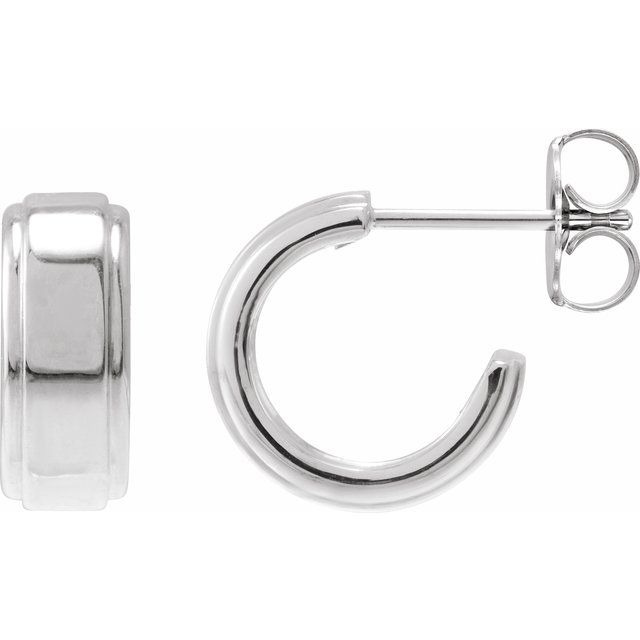 Sterling Silver Stepped-Edge Hoop Earrings