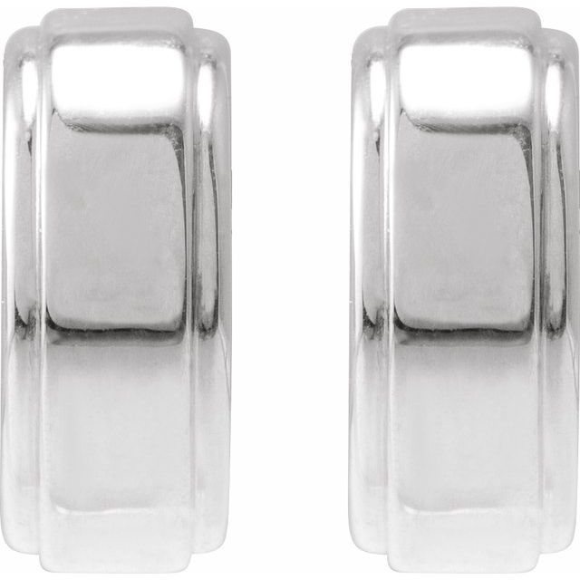 Sterling Silver Stepped-Edge Hoop Earrings