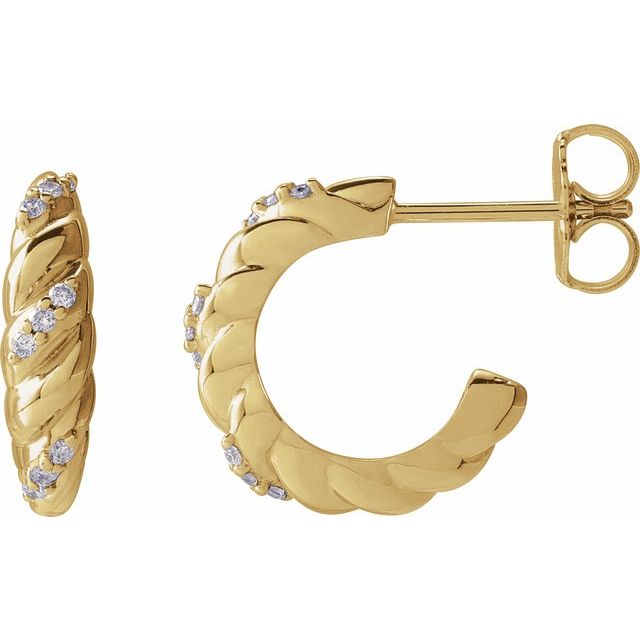 14K .07 CTW Natural Diamond Hoop Earrings
