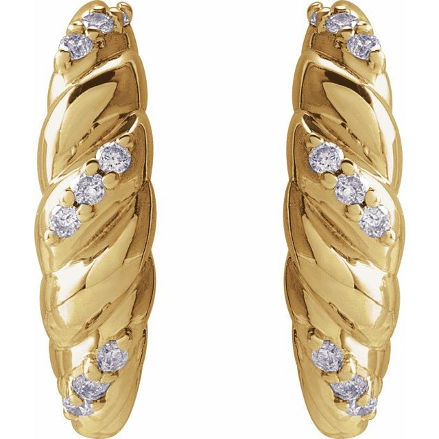 14K .07 CTW Natural Diamond Hoop Earrings