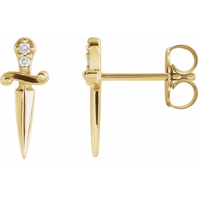 14K .025 CTW Natural Diamond Dagger Earrings