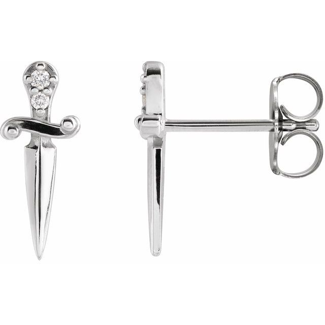 14K .025 CTW Natural Diamond Dagger Earrings