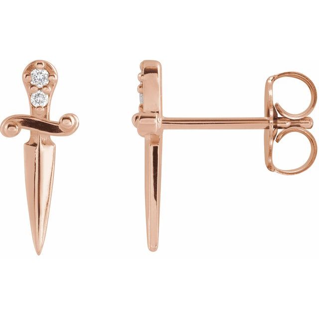 14K .025 CTW Natural Diamond Dagger Earrings