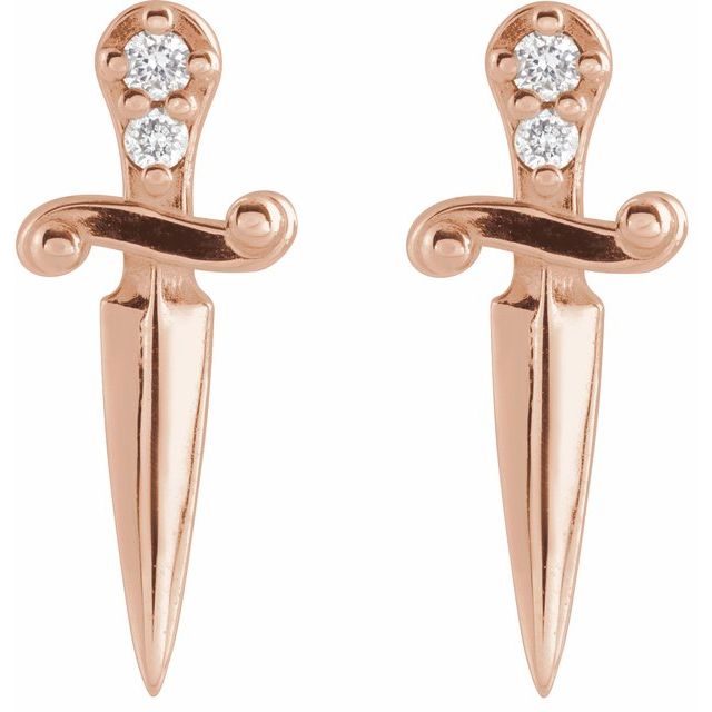 14K .025 CTW Natural Diamond Dagger Earrings