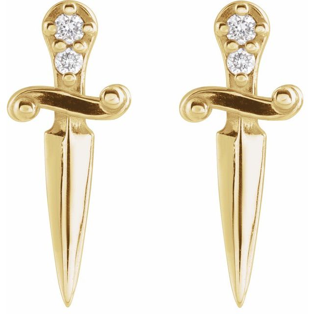 14K .025 CTW Natural Diamond Dagger Earrings