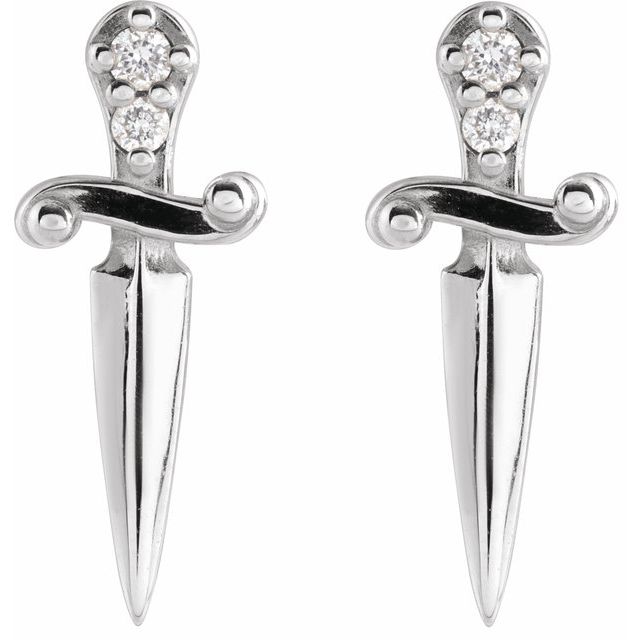 14K .025 CTW Natural Diamond Dagger Earrings