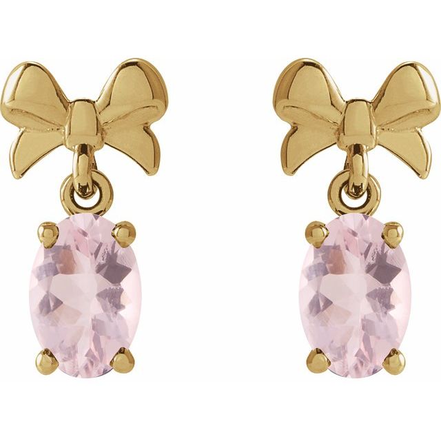 14K Natural Pink Morganite Bow Earrings