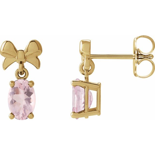 14K Natural Pink Morganite Bow Earrings