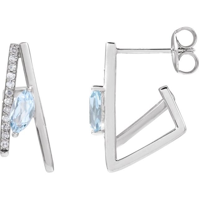 14K Natural Sky Blue Topaz & 1/8 CTW Natural Diamond Earrings