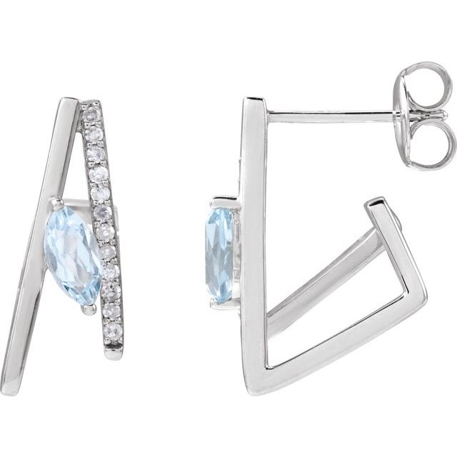 14K Natural Sky Blue Topaz & 1/8 CTW Natural Diamond Earrings